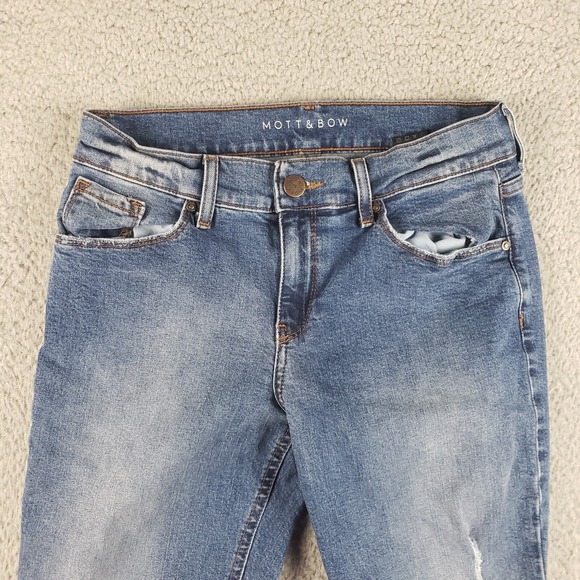 Denim - Mott & Bow Jeans Womens 26x27 Blue Boyfriend Distressed Medium Wash Stretch‎